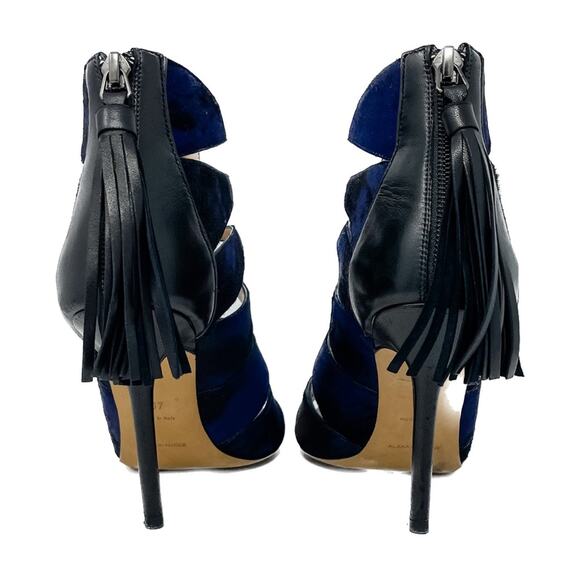 Alexa Wagner Heidi Pony Hair Cage Tassel Zip Stiletto Booties Sandals 37 / US 7 - Picture 6 of 16